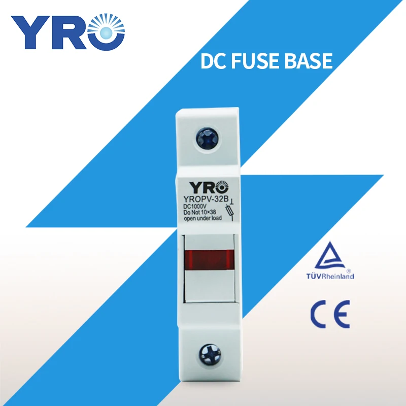 DC 1P 1000V LED Fuse Holder for Solar PV System Protection Fusible 10x38MM gPV PV Solar Fuse YROPV-32B