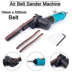 10x 330mm Air Belt Sander Belt Grinder Air Angle Grinding Machine with Sanding Belts for Air Compressor Sanding Pneumatic Tool