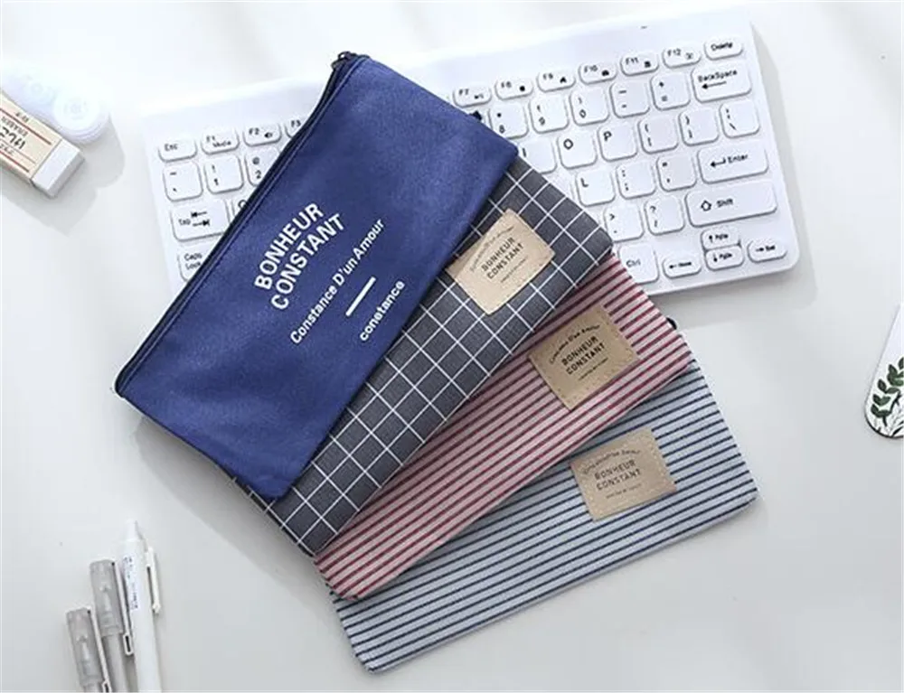 

100 pcs Linen convas Pencil case Women Grils' cosmetic purse Bag Mask storage bag dustproof container organizer 4 styles