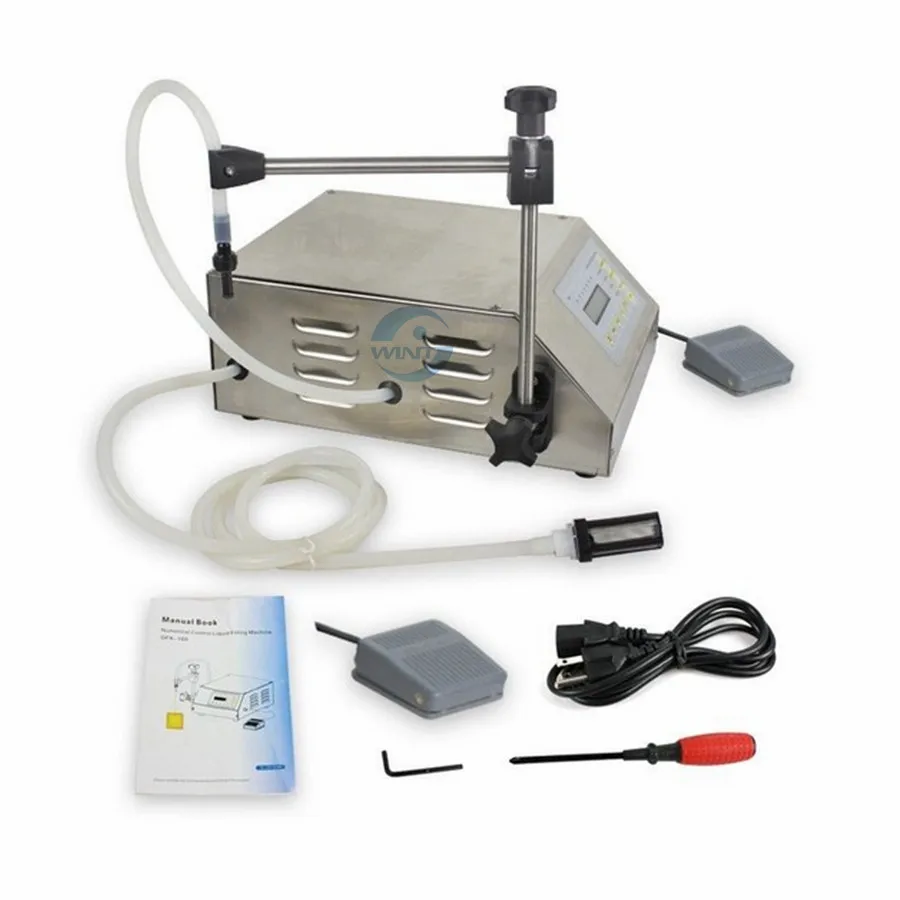 GFK-160 آلة تعبئة الزجاجات السائلة شبه الأوتوماتيكية 2-3500 مل التحكم الرقمي شرب عصير E-السائل العطور دواسة الزيت حشو