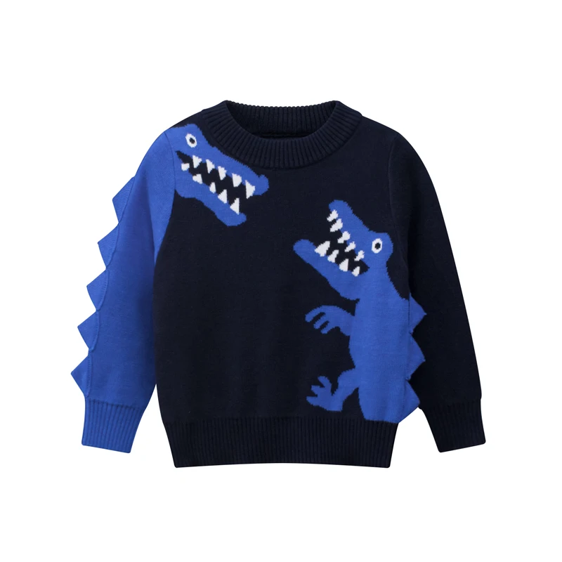 

OVTRB Kid Boy Clothes Autumn Winter Cotton Dinosaur Pullover Long Sleeves Sweater Toddler Girls Cartoon Knitted Sweatshirt Tops