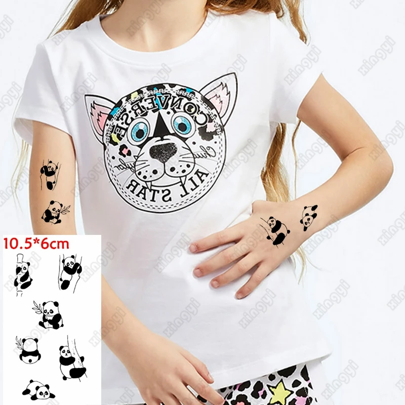 Water Transfer Tattoo Cute Panda Bamboo Animal Lovely Cat Body Art Waterproof Temporary Fake Tatoo Falsh Tatto Man Woman Kids