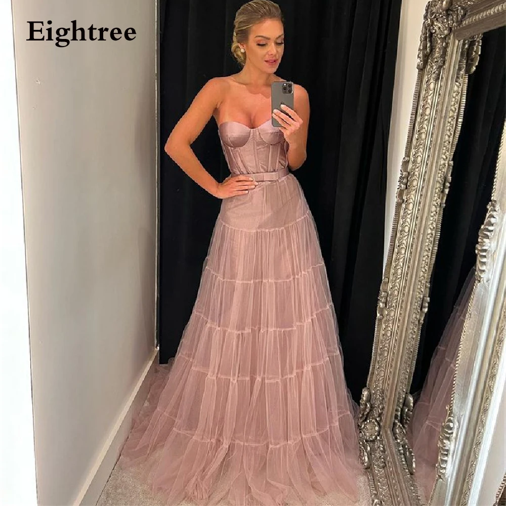 Dusty Kleur Sweetheart Een Lijn Avondjurken Mouwloze Eenvoudige Lange Prom Party Dress 2022 Tulle Formele Gowns Vestidos De Festa