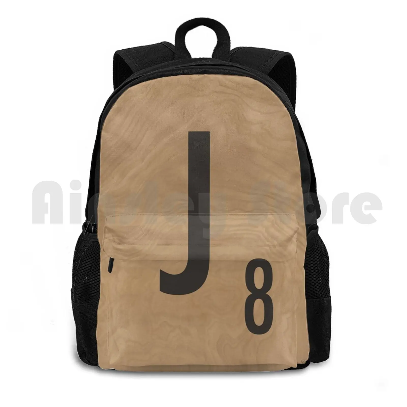 

Scrabble Outdoor Hiking Backpack Waterproof Camping Travel Scrabble Scrabble Scrabble Tile Geek Nerd Board Game Letter J Wood