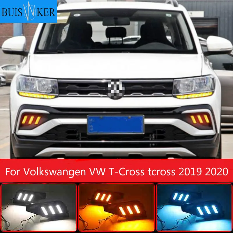 

1 Set Turn Signal Fog Lamp Cover 12V ABS LED DRL Car Styling For Volkswangen VW T-Cross tcross 2019 2020 Daytime Running Lights