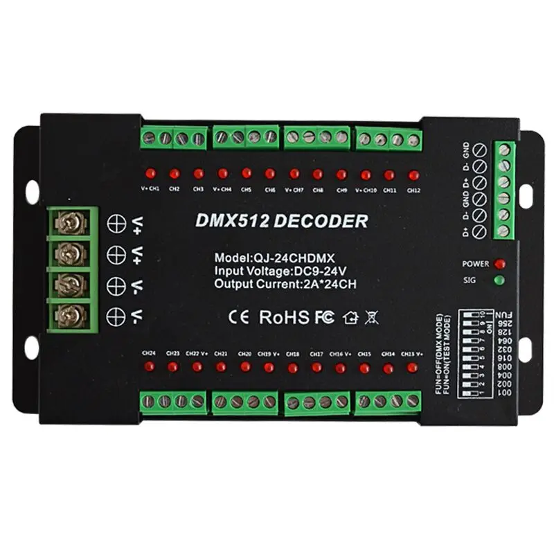 

24CH DMX512 constant Decoder Led controller for Led light Strip light Fixture DC9-24V controller