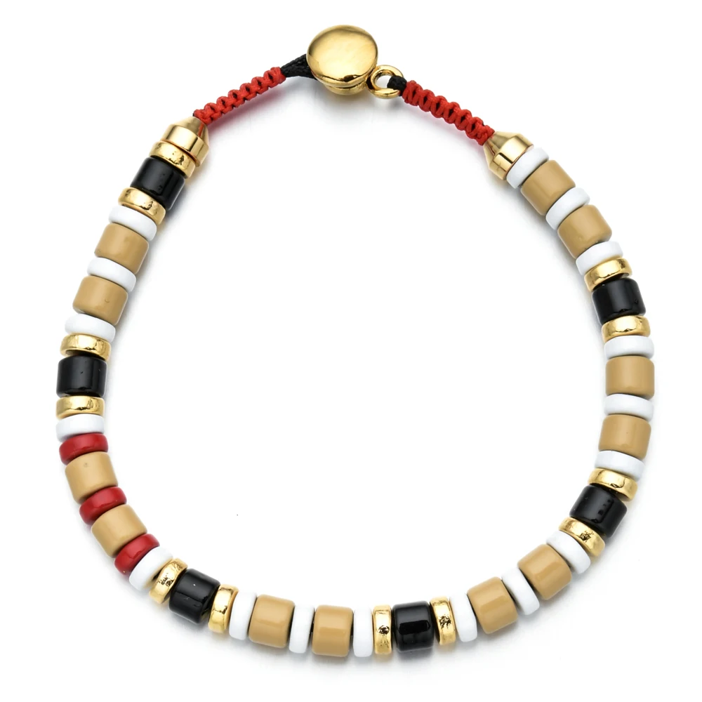 2025 New Boho Spring Rainbow Bracelets Colorful Enamel Beaded Bracelet Elastic String Tile Bracelet Cuff Bangles for Women Gift