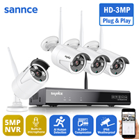 SANNCE 8CH Wireless NVR CCTV System 3MP IP Camera WIFI IR Night Vison Audio in CCTV Home Security Camera Surveillance Kit