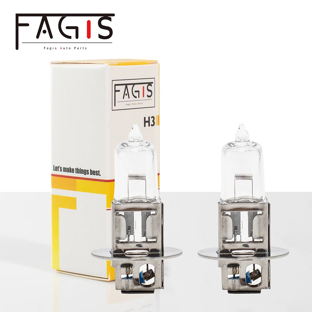 

Fagis 2 Pcs H3 12V 55W Auto Fog Lamp 3350K Uv Quartz Glass Car Headlight Auto Halogen Bulbs White Fog Lights