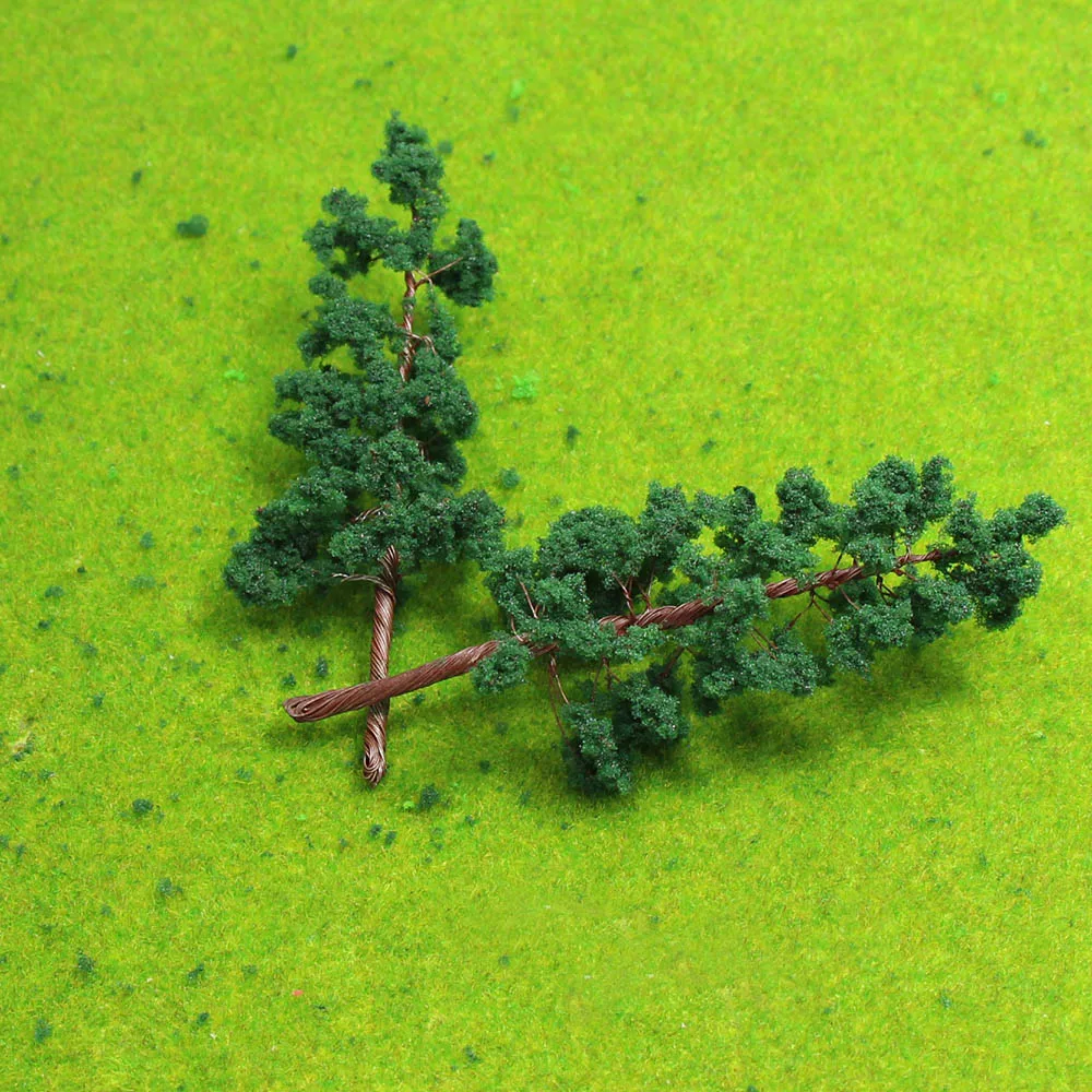 HO Scale Model Trees 1:87 Deep Green Trees Iron Wire Train Layout Set 8.5cm D9035