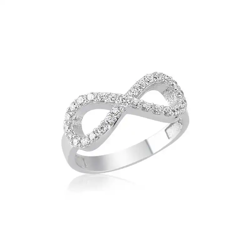 Sterling Silver Women's Infinity Ring Zircon Stone 925 Sterling Jewelry Wedding Party Birthday Gift - Box - Ladies - Fashion - Botiva - Size - Turkish - Patterned Embroidered