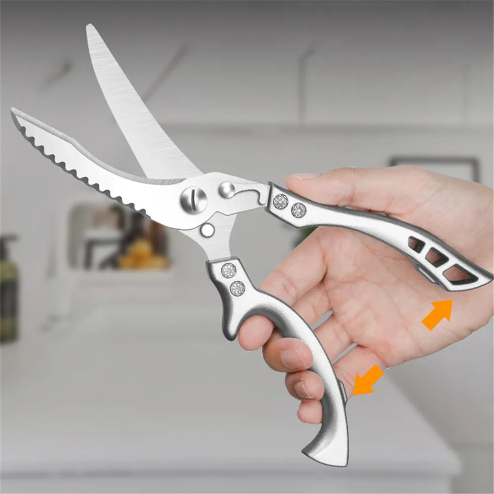 

Chicken Bone Scissors Powerful 7Cr17 Stainless Steel Chef Scissors Chicken Duck Fish Cutter Shears Scale Clean Scissors Knife