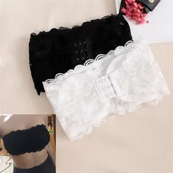 Seksowna marka damska koronkowa kwiecista Bralet biustonosz gorset powrót zamknięcie Bandeau Crop Top usztywniany biustonosz Bralette bez ramiączek Tube Top bielizna