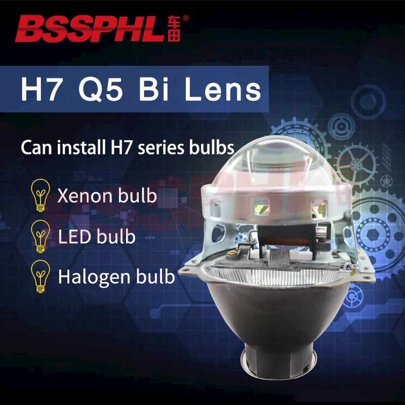 

BSSPHL Auto Car-styling Headlight 3.0 inch Bi-xenon H7 Q5 Headlamp lens Car styling Retrofit headlight