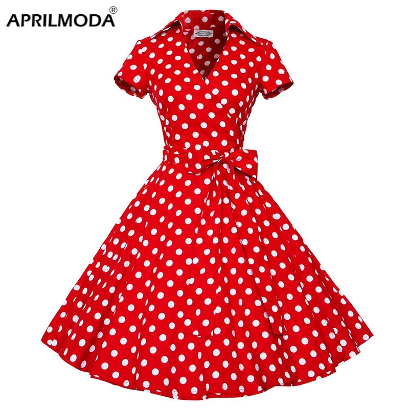 2023 Audrey Hepburn Summer Midi Dress Women Polka Dot Vintage Swing Robe Rockabilly Housewife Retro 50s Pinup Dresses Vestidos