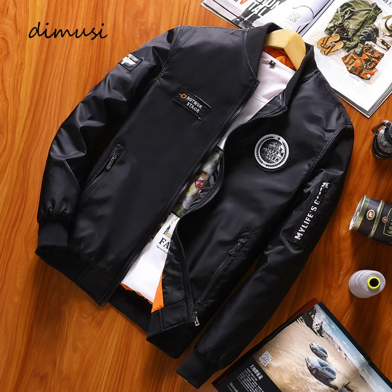 

DIMUSI New Men's Bomber Jackets Male Outwear Slim Cargo Coats Fashion Mens Embroidery Baseball Jackets Chaqueta Brand Clothing