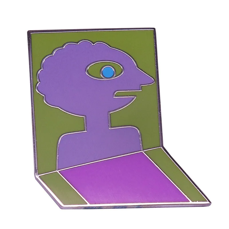 Broche de esmalte de prisma de tiempo de aventura, insignia de arte geométrico de prisma reflectante, decoración de joyería de moda