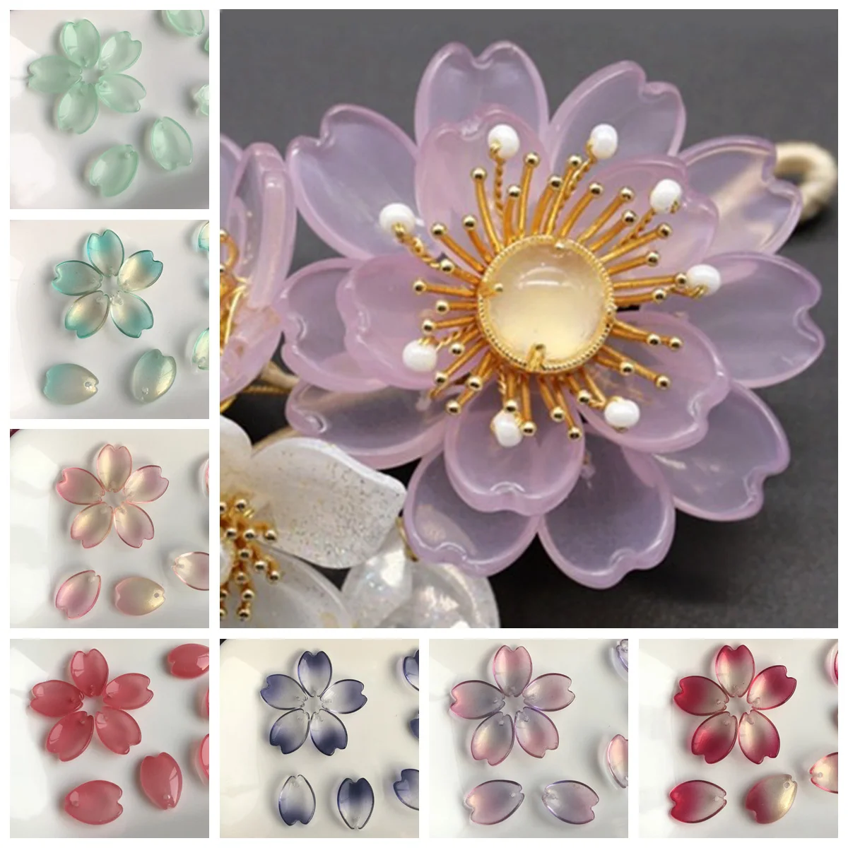 

10pcs Flora Petal 16x11mm Lampwork Crystal Glass Loose Pendants Beads for Jewelry Making DIY Crafts Flower Findings