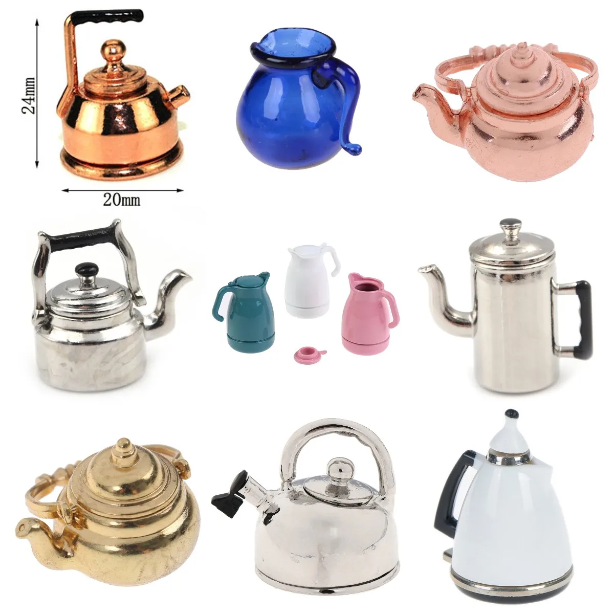 1PCS MINI Cute Kettle Simulation Teapot  Model Toys for Doll House Decoration 1/12 Dollhouse Miniature Accessories