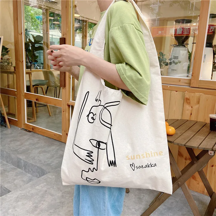 

Women Canvas Shoulder Tote Bag white Shopping Bags Female Handbag Reusable Shopper Bag canvas Tote Bag