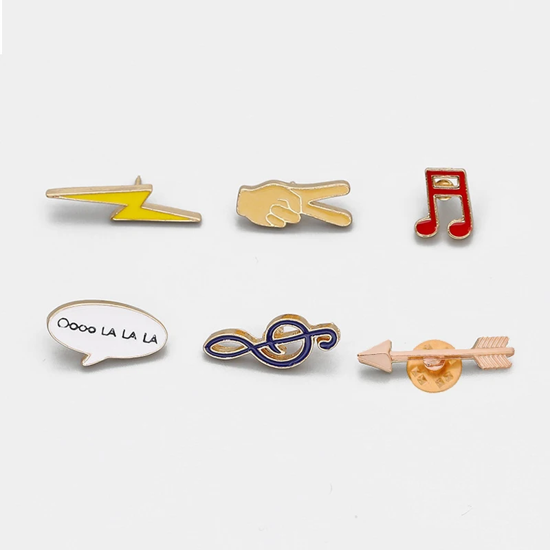 Yeah Gesture Music Note Arrow Lightning Brooch Button Pins Denim Pin Metal Badge Cartoon Fashion Jewelry Best Friends Kids Gifts