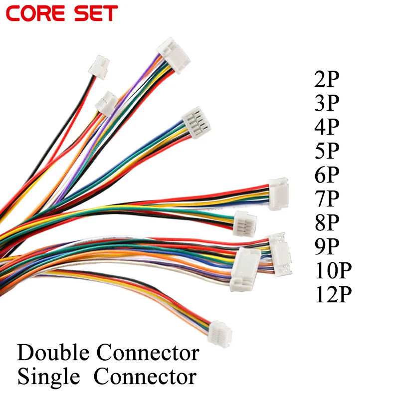 10Pcs Micro JST GH 1.25 2P 3P 4P 5P 6PIN Male Plug Connector With Wire Cables 150mm Single/Double Connector 28AWG