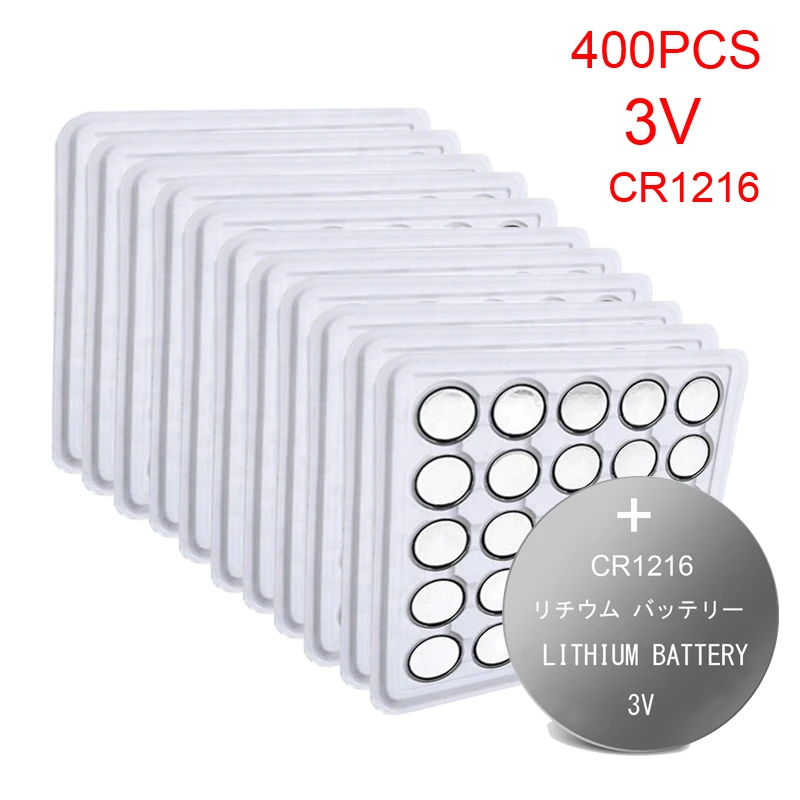 

400pcs CR1216 1216 DL1216 BR1216 ECR1216 5034LC LM1216 Button Coin Cell Batteries 3v Lithium Li-ion Battery For Watch Toys