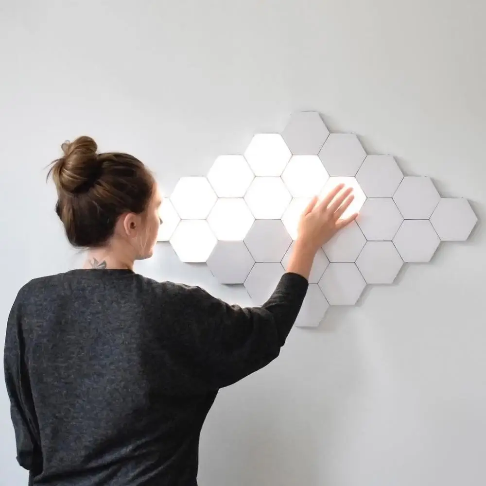 FKL LED Quantum Wall Lamp Modular Touch Sconce Sensitive Bedside Light Hexagonal Magnetic Tiles