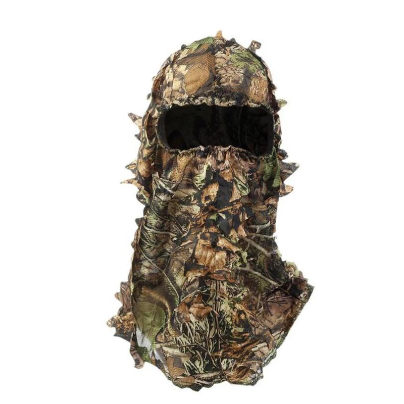 Camouflage Maple Leafy 3D Face Mask Ghillie Suit CamouflageHood Hunting Fishing Headgear Camo Hat and gloves