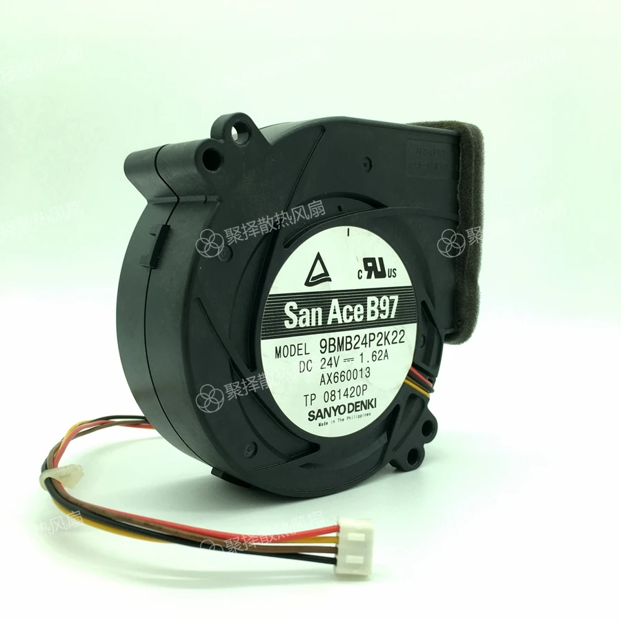 Sanyo Denki 9BMB24P2K09 DC 24V 1.62A 97x97x33mm 4-wire Server Cooling Fan