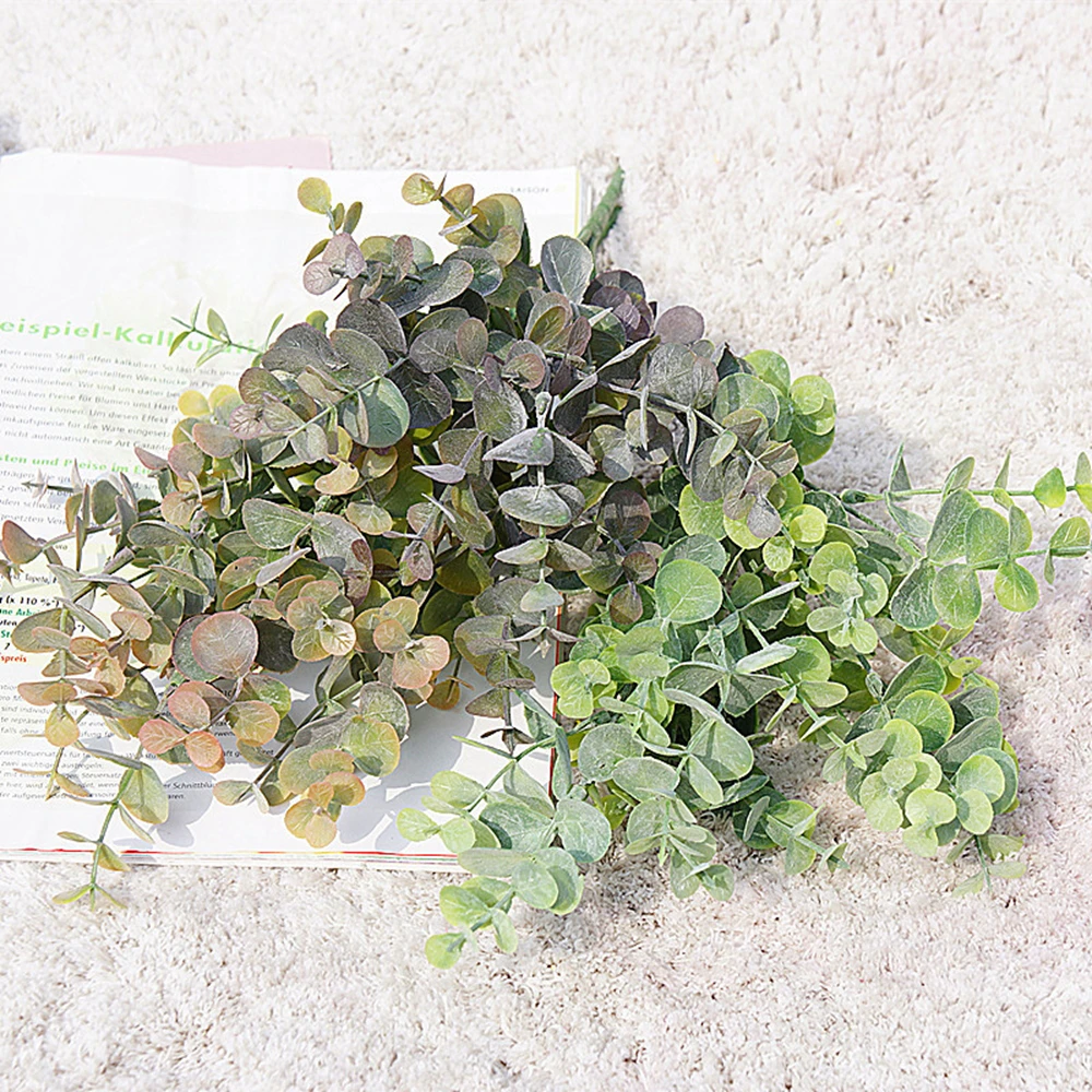 Künstliche Kunststoffpflanzen, Blätter, grüner Eukalyptuszweig, DIY-Garten, Zuhause, Weihnachten, Hochzeit, Vase für Dekoration, künstliche Kunstblumen – Detail 15