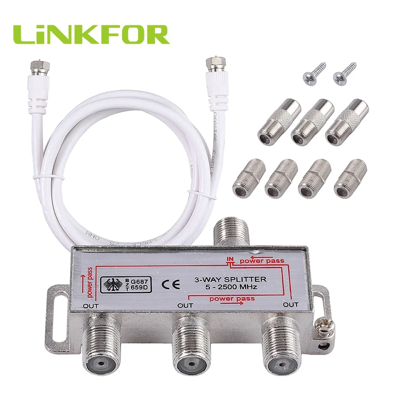 LiNKFOR 3-Weg Coax Kabel Splitter MoCA 5-2500MHz 3 Weg TV / CATV Breitband Splitter Für home TV Ausrüstungen