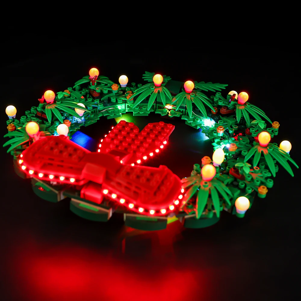 LED Light Set 40426 Christmas Wreath 2-in-1 Winter Christmas Dress Up Gift DIY toy set (Not Included Building Blocks)