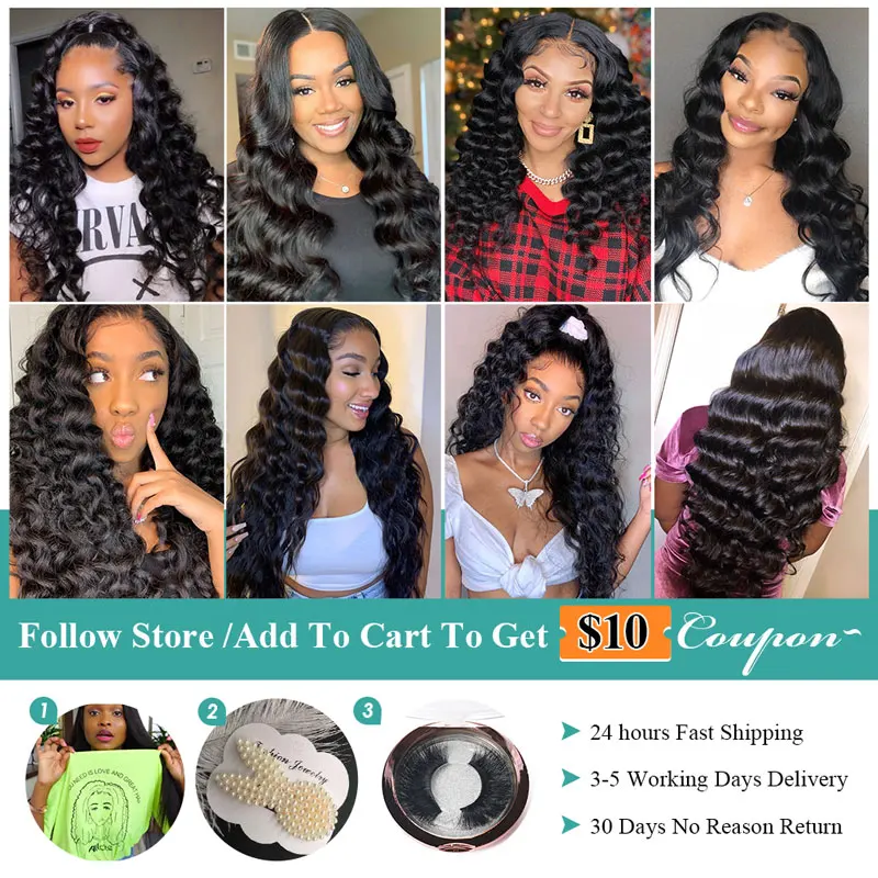 Long Loose Deep Wave Bundles 100% Human Hair Bundles Brazilian Hair Weave Bundles 1/3/4 PCS Human Hair Extensions Natural Color