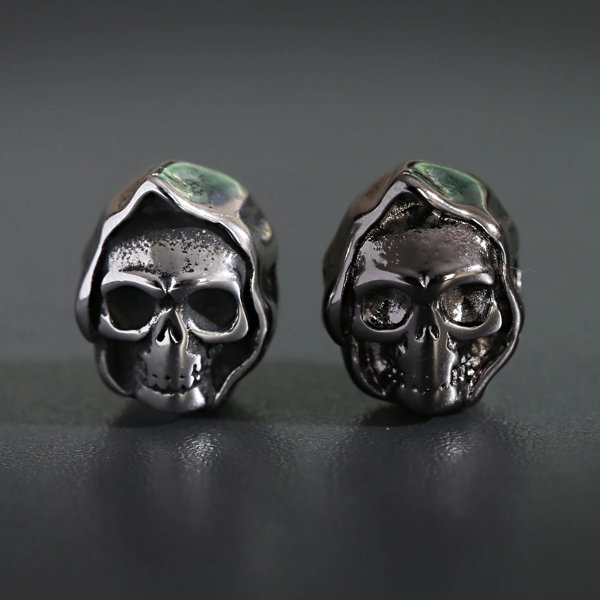 Gothic Punk Skeleton Skull Beads For Diy Bracelet Vintage Pendants Metal Spacer Stainless Steel Beads Jewelry Making Accessories