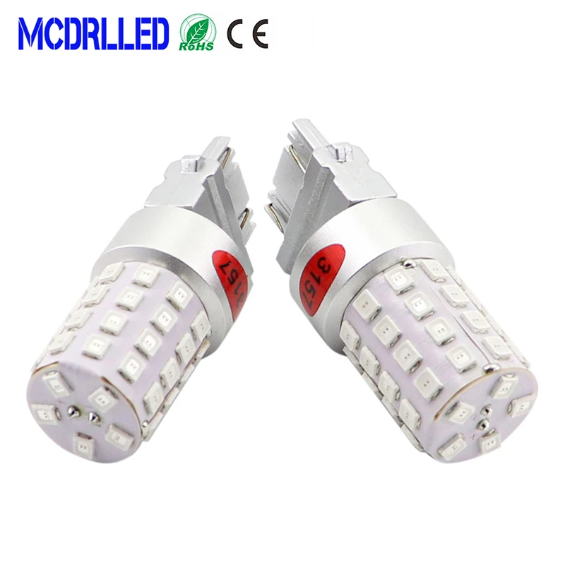 Mcdrlled 2PCS T25 3156 3157 Car LED Light Blubs Auto Turn Signal Lamp White Red Yellow Reverse Brake Lamp 12V Source