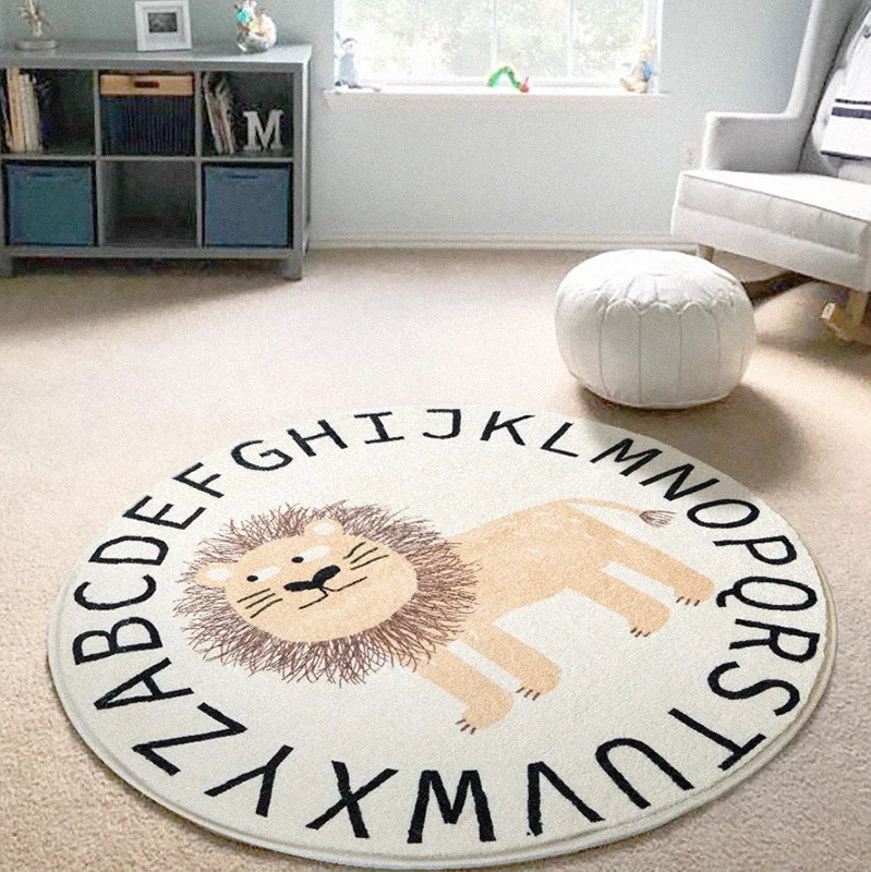 Cartoons Carpet Children Baby Play Activity Mat Round Carpets Lion Crawling Pad Newborn Photography Props Living Room Decorate