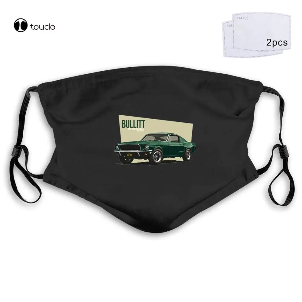 Summer Classic American car fans Mustang Bullitt Vintage Mustang Classic Car Face Mask Filter Pocket Cloth Reusable Washable