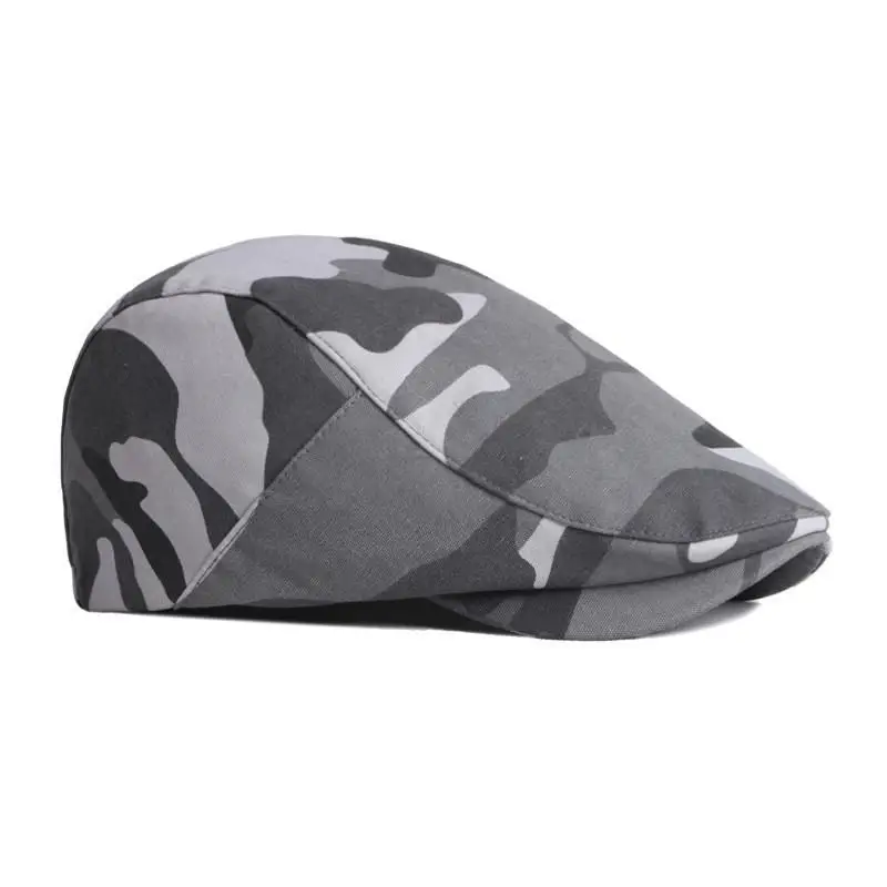 LDSLYJR 2021 Cotton Camouflage Print Newsboy Caps Flat Peaked Cap Men and Women Painter Beret Hats 36