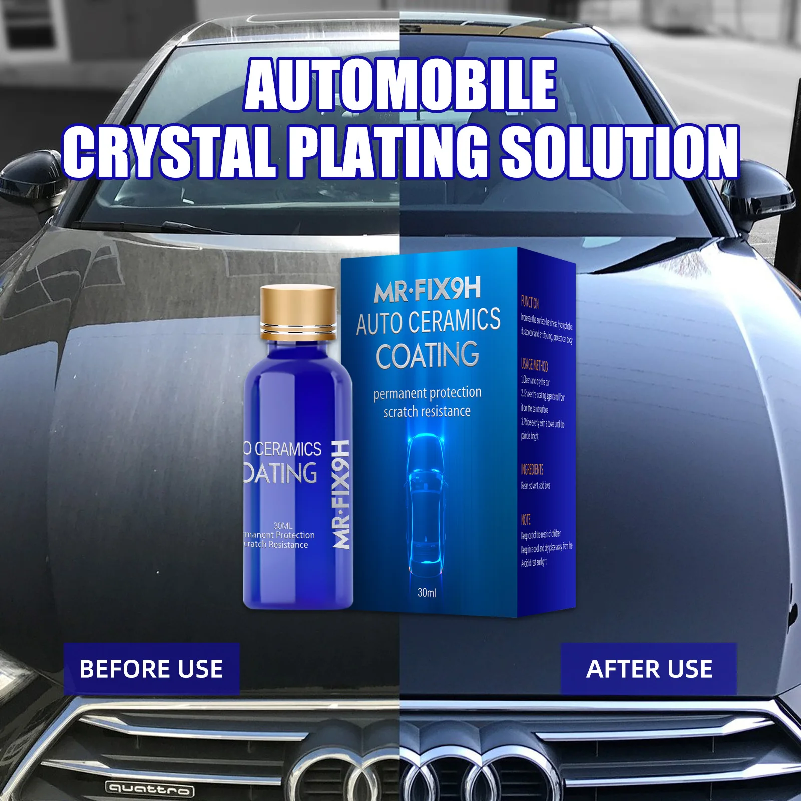 

30ml 50ml 9H Hardness Car Liquid Ceramic Coat Super Hydrophobic Glass Coating Set Polysiloxane and Nano Car Polish 2PCS