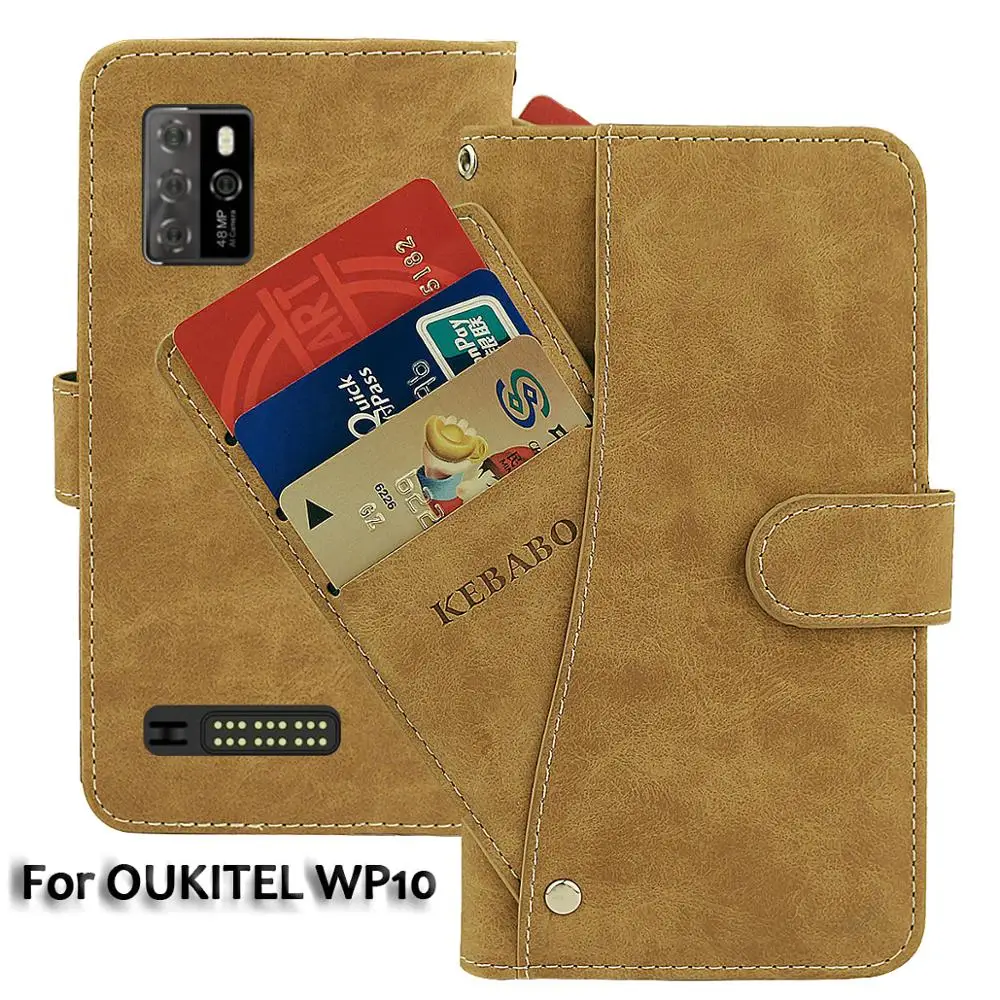 Vintage Leather Wallet OUKITEL WP10 Case 6.67