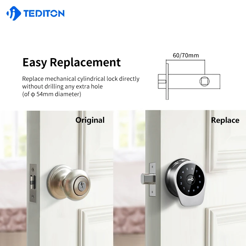 Newest Bluetooth Electronic Smart Lock Biometric Fingerprint Door Lock TTlock App Code RIFD Keyless Door Lock Home Security