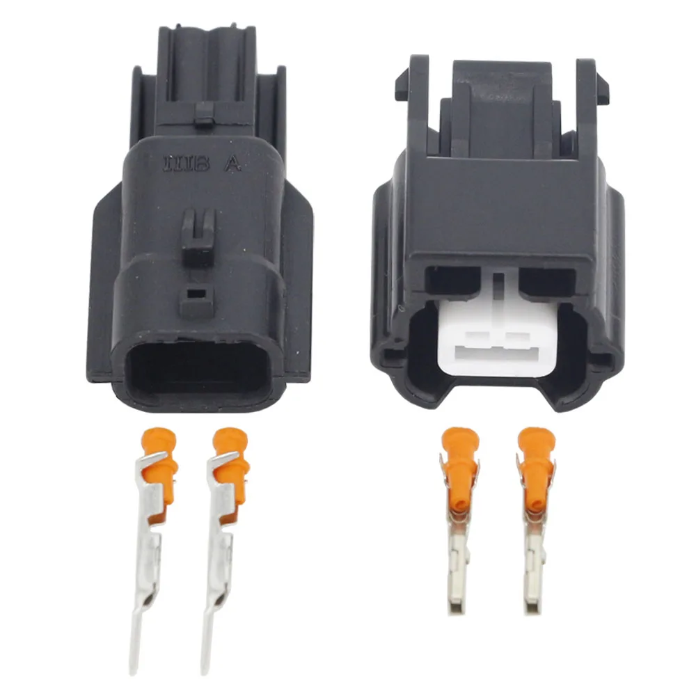 5 Sets 2 Pin Female Male PA66 Auto Waterproof Black Electronic Housing Socket Connectors DJ7021K-0.6-11/21