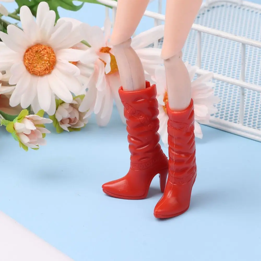 1 Pair Winter Fashion Casual High Heel Shoes Boots for 30cm Doll Clothes Dress Purple Pink Lot Styles Rack Accessories Toys