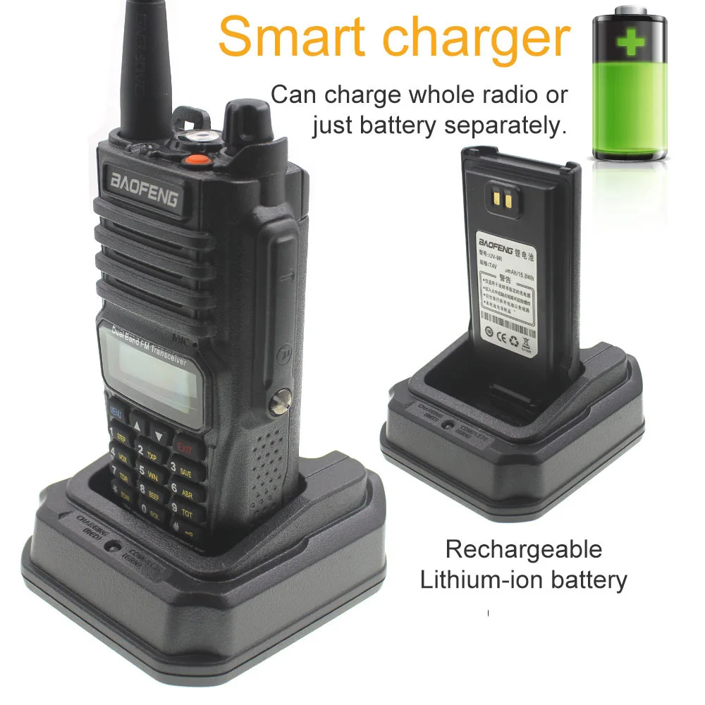 Baofeng-cargador de batería para Radios de escritorio, adaptador de corriente, adaptador de carga para transceptor de mano Baofeng UV-9R Plus