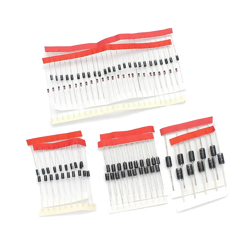 100 pz/lotto diodo raddrizzatore set pack 1N4148 1N4007 1N5819 1N5399 1N5408 1N5822 FR107 FR207 componenti elettronici kit assortiti fai da te