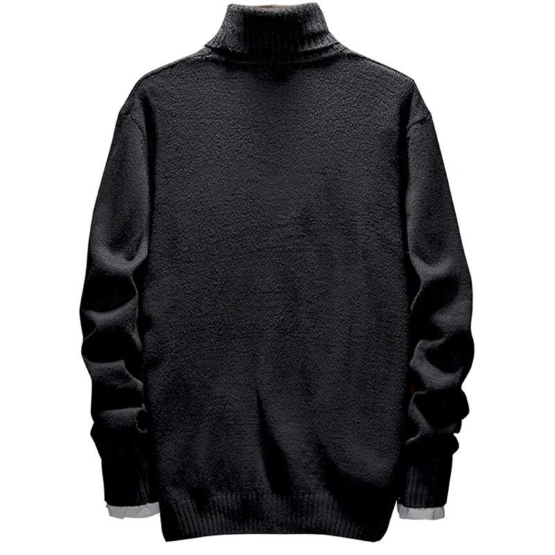 Brand Fashion Men Turtleneck Sweaters Solid Color Male Warm Knitted Pullovers Black Brown Autumn Winter Clothing Size M-3XL