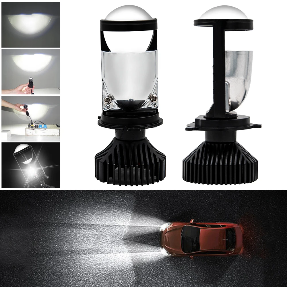 

Car Headlight Bulbs Fog lights Hi/Lo Beam 8000LM H4 Lens LED Lamp Bi-LED Mini Projector Lenses Auto 6500K for Car Automobile