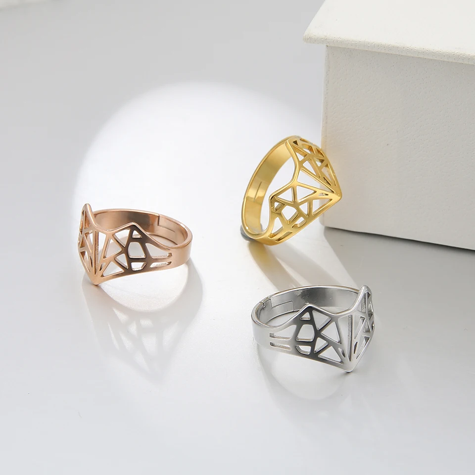 Skyrim Origami Fox Ring Stainless Steel Casual Resizable Finger