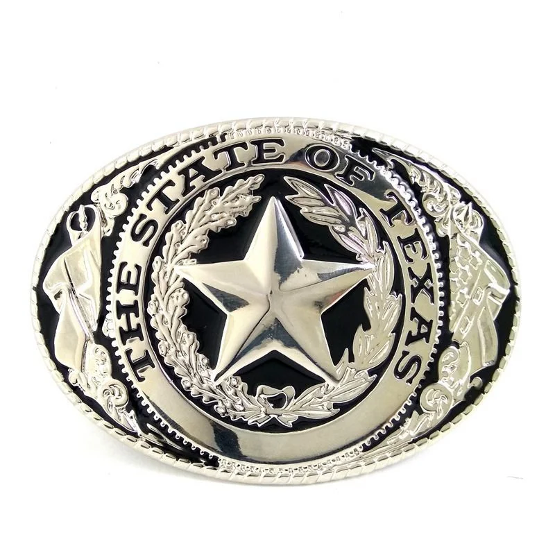 

THE STATE OF TEXAS Silver Star Metal Oval Buckle for Man Waist Belt Western Cowboy DIY Fashion Accessories Drop Shipping Welcome